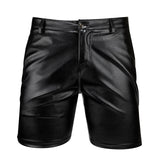 Men's Leather Shorts Elastic Fashion PU Leather Short Pants Dance & Party