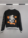 Foesce New Spring and Autumn Street Hip Hop Woodpecker Embroidered Wool PU Bomber Baseball Splicing Coats Men Casual Jackets