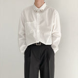Foesce New Japanese Fashion Luxury Satin Sexy Mens Shirts Top Quality Long Sleeve Business Button Up Shirt Loose Formal Blouse