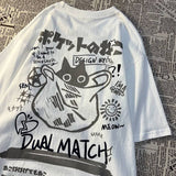 Foesce Women T-Shirts Cartoon Couple Print Short-sleeved T-shirt Female Harajuku with Style Couple Loose Streetwear y2k Clothes Tops