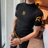 Foesce New Style Men Summer High Quality Business Short Sleeves Knitting Sweater/Man Slim Fit Turtleneck Knit Shirt Homme Clothing