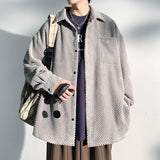 Spring Autumn Casual Premium Heavy Shirts Men Solid Loose Long Sleeve Shirts Male Hip Hop Thick Korean Man Woolen Coat New