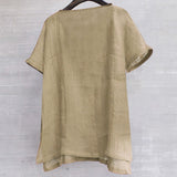 Foesce  Short Sleeve Linen Shirt Men Brief Breathable Comfy Solid Color Loose Harajuku Casual Blouse Hawaiian Shirt Camisa Masculina