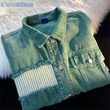 High Street Ripped Patchwork Denim Jacket Men's and Women's Clothing Spring Chic Retro Loose-Fitting Coat Casual Top Fashion
