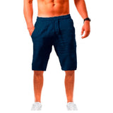 Foesce New Men's Cotton Linen Shorts Pants Male Summer Breathable Solid Color Linen Trousers Fitness Streetwear S-3XL