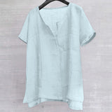 Foesce  Short Sleeve Linen Shirt Men Brief Breathable Comfy Solid Color Loose Harajuku Casual Blouse Hawaiian Shirt Camisa Masculina