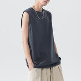 Foesce New Arrival Men's Sleeveless T Shirt Summer Fashion Solid O Neck Sleeveless T Shirt Men Cotton Casual Loose Street Top Tees 5XL