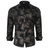 Foesce New Social Long Sleeve Maple Leaf Designer Shirts Men Slim Fit Vintage Fashions Men's Shirt Man Dress Jersey Clothing