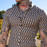 Summer Casual Slim Short Sleeve Shirt Mens Fashion Pattern Print Thin Shirts 2023 Spring Men Clothes Leisure Buttoned Lapel Tops