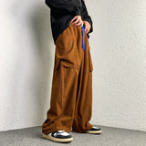 High Street Corduroy Oversized Men's Harem Pants Fashion Design Loose Straight Casual Trousers Drawstring Hip Hop Pants
