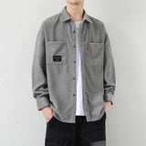 Foesce Art Style Men's Corduroy Long Sleeve Shirts Autumn Korean Shirt Woman Fashion Casual Oversize Shirt Coat Quality Clothing