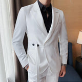 Foesce Men Spring High Quality Business Suit Jackets/Male Sky Blue White Young Handsome Casual Suit Coat Fashion Blazers