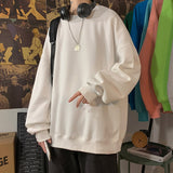 Foesce Men Sweatshirts Autumn Winter Fashion Solid Color Long Sleeve Pullover Male Korean Harajuku Oversized Hoodies Streetwear