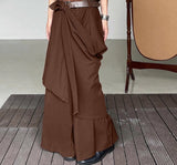 Men Wide Leg Pants Solid Loose Button Joggers Oversize Irregular Trousers Men Streetwear Fashion Skirts Pants S-5XL