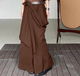 Men Wide Leg Pants Solid Loose Button Joggers Oversize Irregular Trousers Men Streetwear Fashion Skirts Pants S-5XL