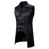 Mens Waistcoats Fall Vintage Floral Embroidery Turn-down Collar Double Breasted Sleeveless Vest Jacket Spring Men Retro Blazers