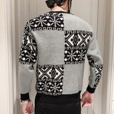 Korean Style Men Christmas Sweater Autumn and Winter Warm O-Neck Sueteres Para Hombre Slim Fit Snowflake Print Knitted Pullovers