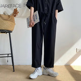 Men's Overalls Jumpsuits Summer Fashion Casual Nine Point Cargo Pants Japanese Retro Male Clothes Couple Loose Solid Color Suit