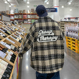 Woollen Coat Men Loose Lattice Turn Down Collar Windbreaker Letter Fashion Hip Hop Male Jackets Autumn Clothes