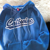 Winter Lamb Wool Hooded Sweatshirt Women Casual Thick Warm Loose Padded Jackets Coat  Hip-hop Retro Zip Up Patchwork Hoodies