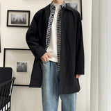 Autumn New Trench Coat Korean Fashion Male Streetwear Windbreaker Single Breasted Men Solid Color Casual Loose Long Overcoat