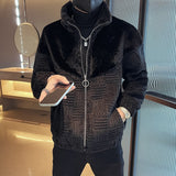 Winter Lambswool Jackets Men Fashion Splicing Parkas Standing Collar Thicken Keep Warm Coats Casual Business Casual Outwear