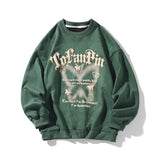 Vintage Sweatshirt Couple Letter Foaming Printing Hoodies Butterfly Motif  Y2k Women Pullovers Streetwear O-neck Men Sweatshirts