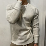 New Sports Leisure Solid Fitness Tshirts Heavy American Retro T-shirt Cotton Show Figure Waffle Slim Men Henry Collar Tops