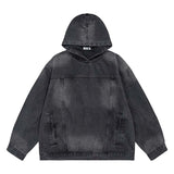 Men's Trendy Brand Loose Niche Design Coat Sweater China-Chic Brand American Style Washed Retro Denim Hooded Sweater New