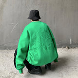 Hybskr Men's Cartoon Graffiti High Street Sweatshirt Oversize Male Letter Printed O Neck Hoodies Harajuku Unisex Pullovers