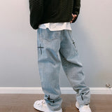 Wide Leg Cargo Pants  Streetwear Baggy men Jeans Spring Autumn Men Korean Fashion Loose Straight Male Brand Clothing Black