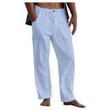 Foesce New Men's Casual Cotton Linen Pants Male Summer Large Size Breathable Solid Color Trousers Sports Fitness Streetwear S-5XL