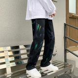 Cotton Graffiti Jeans Men Fashion Retro Baggy Casual Straight Jeans Men Streetwear Loose Hip-hop Denim Pants Mens Trousers S-2XL