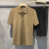 Summer New Solid Color Men Polo Shirt Comfortable Simple Casual Business Male Office Short-sleeved Shirt Black White Gray