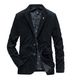 Foesce New Solid Color Men Blazers Luxury Corduroy Casual Slim Suit Jacket Business Social Office Dress Coat Streetwear Men Clothing