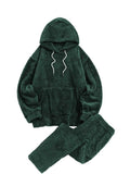 Foesce Men's Hoodie Outfit Solid Fluffy Fleece Sweatshirts with Trouser Two Piece Set Fall Winter Streetwear Hooded Hoodie Suits