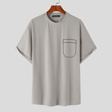 Men T Shirt Solid Color O-neck Short Sleeve Loose Streetwear  Fashion Casual Camisetas Summer Leisure Tee Tops S-5XL