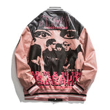 Foesce Moto Men's Leather Biker Jacket Oversize Windbreaker Pu Motorcycle Bomber Jacket Woman Vintage Portait New Born Embroid