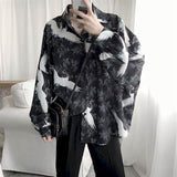 Long Sleeve Shirt Men Women Goth Spring Autumn Korean Harajuku BF Grunge Retro Dark Hip-Hop Couple Shirt Lightning Tactical Top