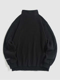 Hoodie for Men Polar Fleece Sweatshirts Letter Embroidered Turtleneck Streetwear Pullover Zipper Warm Unisex Sweats NEW