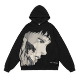 Diablo retro streets animated cartoon characters printed loose oversize recreation hooded fleece terry cloth