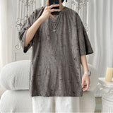 Summer Men's T-shirts Casual Cotton Perforated Harajuku College Youth Hip Hop Unisex Trendy Personality Loose Short Sleeve Top