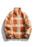 Una Reta Winter Men Coat Casual Lamb Wool Parka Furry Coat Streetwear Men Clothing New Hip Hop stand collar plaid Jackets