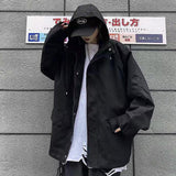 Foesce Hip Hop Hooded Jacket Coat Men Women Techwear Jacket Coat Harajuku Loose Oversize Windbreaker Coat Casual Outwear