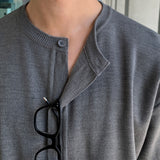 Summer Men's Short Sleeved Knitted Cardigan T-shirt Korean Fashion Trend Casual T Shirt Loose Solid Color Coats Tshirt