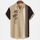 Men's Hawaiian Shirt Lapel Fashion Short-sleeved Loose Breathable Top Summer Coconut Retro Shirt For Men 3d Casual Beach Shirts