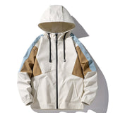 Men Bomber Jacket Patchwork Zipper Cargo Jackets Steetwear Spring Hip Hop Windbreaker Coats Korean Fashion Hooded Coat