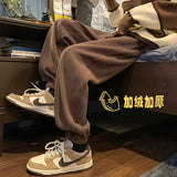 Winter Plush Thick Pants Men Warm Fashion 4-color Casual Thicken Pants Men Streetwear Korean Loose Straight Pants Mens Trousers