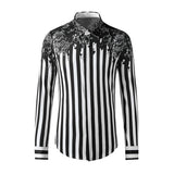 Luxury Retro Striped Print Slim Long-sleeved Shirt Men's Business Casual Shirt Social Party Formal Dress Shirts Men Clothing 4XL