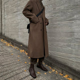 Men's Woolen Coat Long Autumn Winter Thickened Korean Fashion Loose Trend Casual Trench Solid Color Male Tops